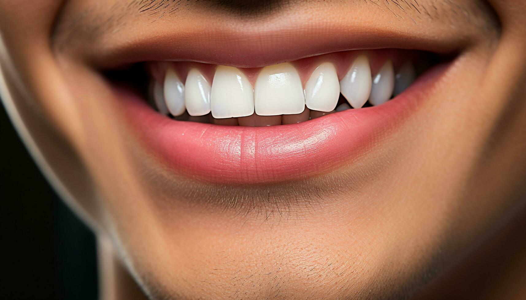 AI generated Smiling woman with fresh, beautiful teeth and lips generated by AI photo