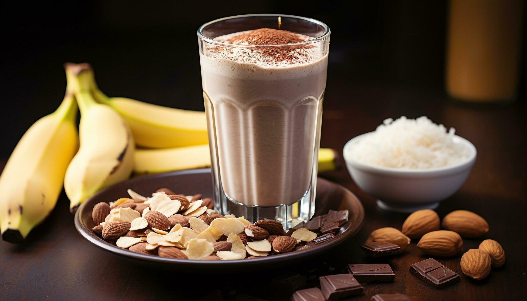 AI generated Freshness and sweetness in a chocolate milkshake generated by AI photo