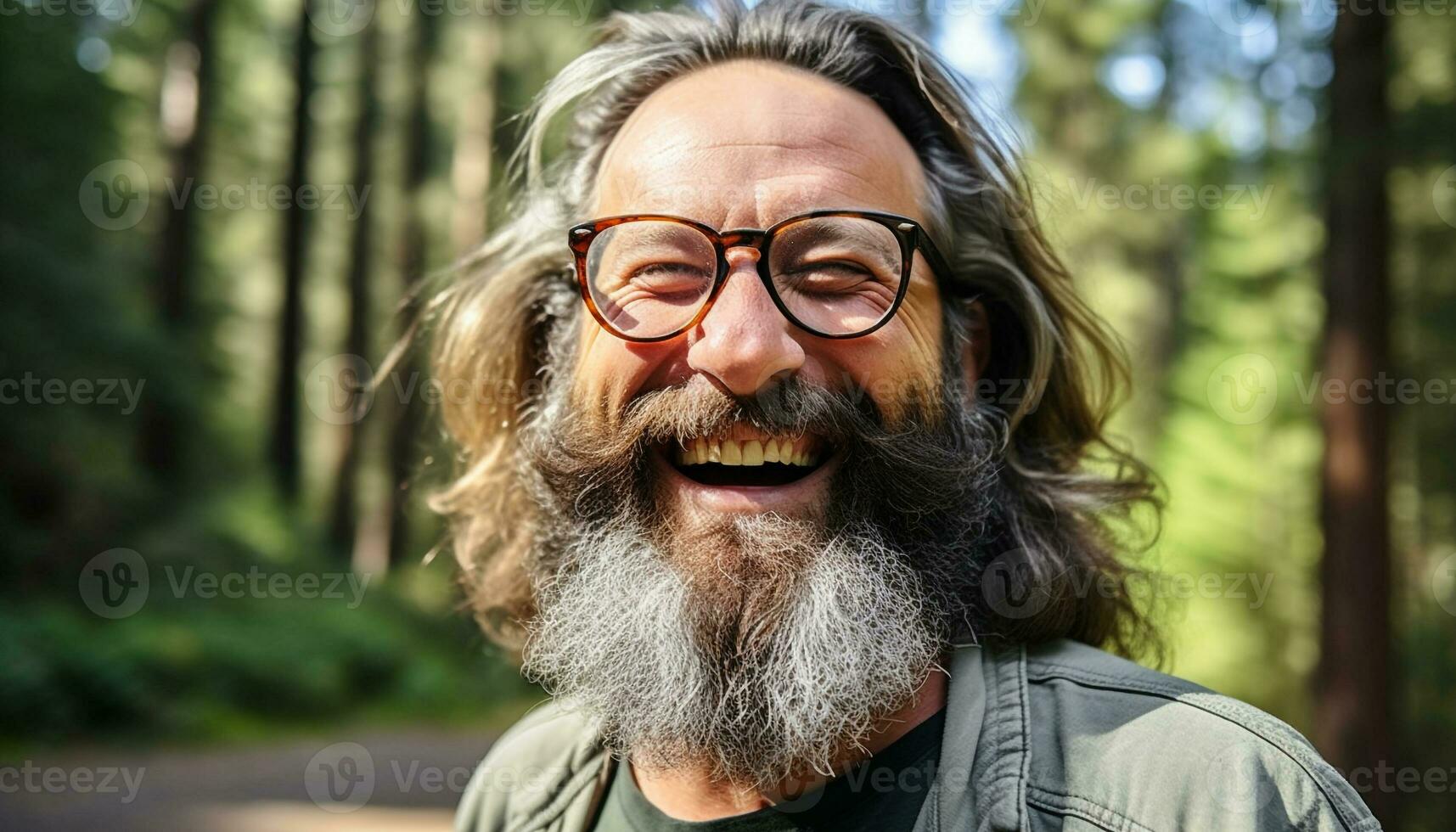 AI generated Smiling man in nature, enjoying the outdoors generated by AI photo