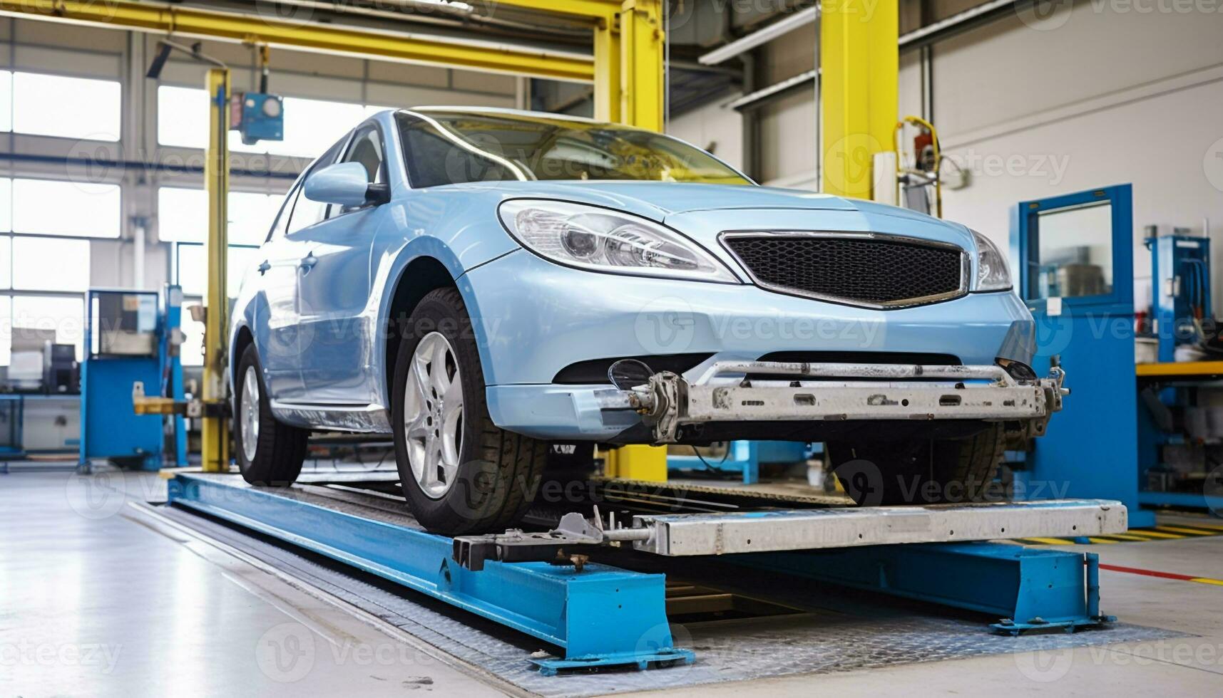 ai generado moderno coche taller mecánica reparar vehículos con eficiencia generado por ai foto