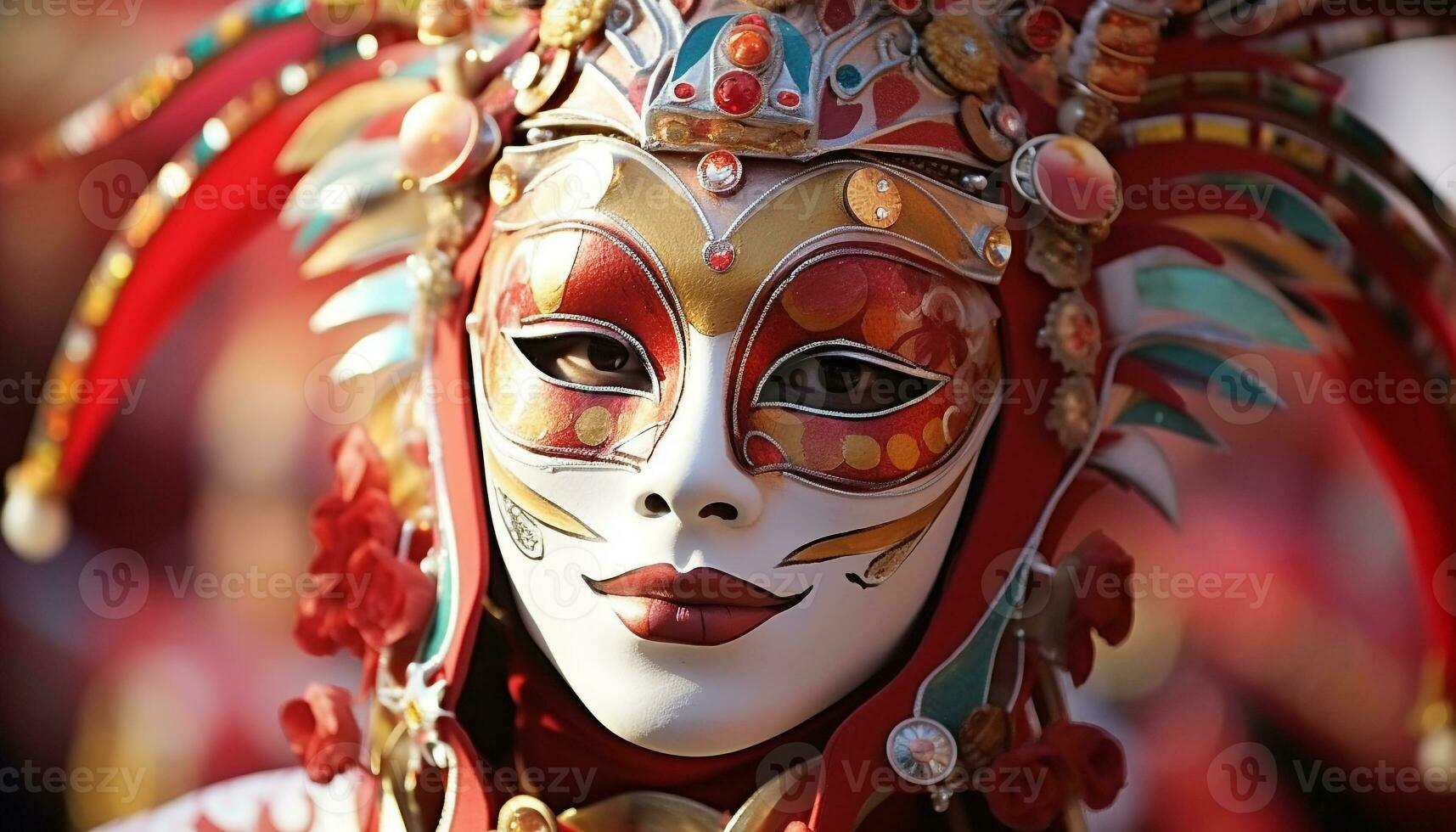AI generated Colorful masks celebrate traditional festival in