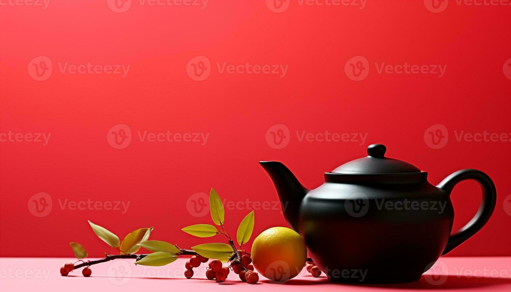 AI generated Hot drink in teapot, nature freshness and elegance generated by AI photo