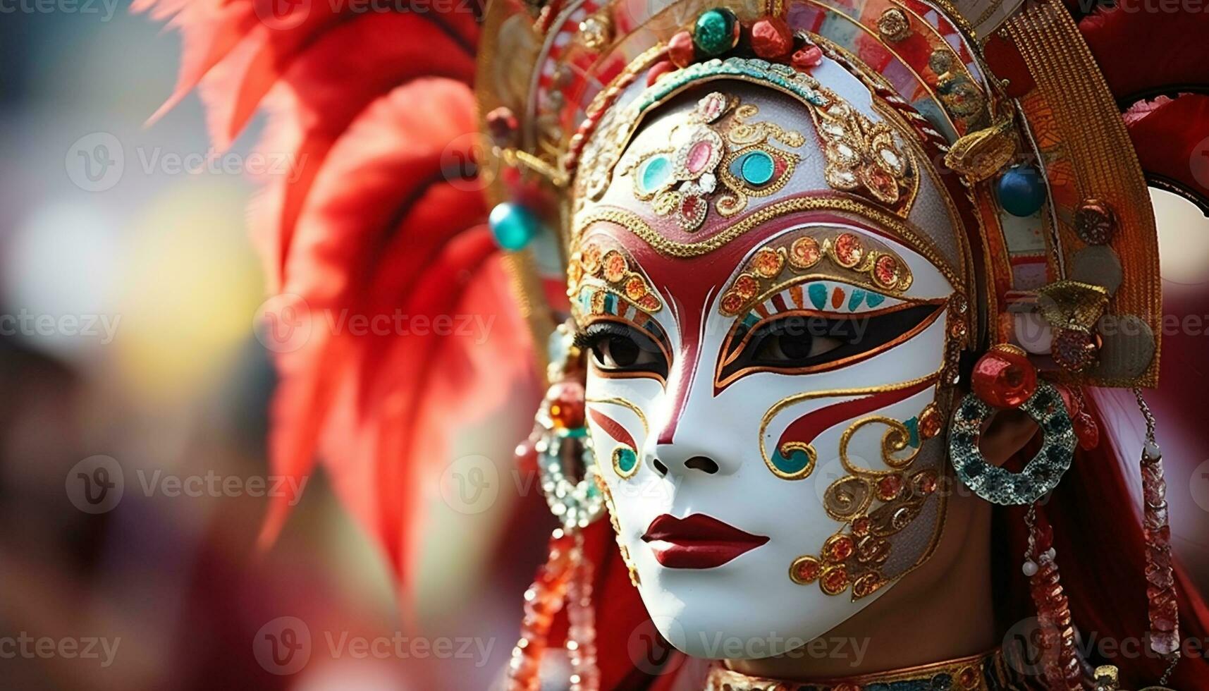 ai generado vistoso tradicional ropa y máscara escaparate cultural elegancia generado por ai foto