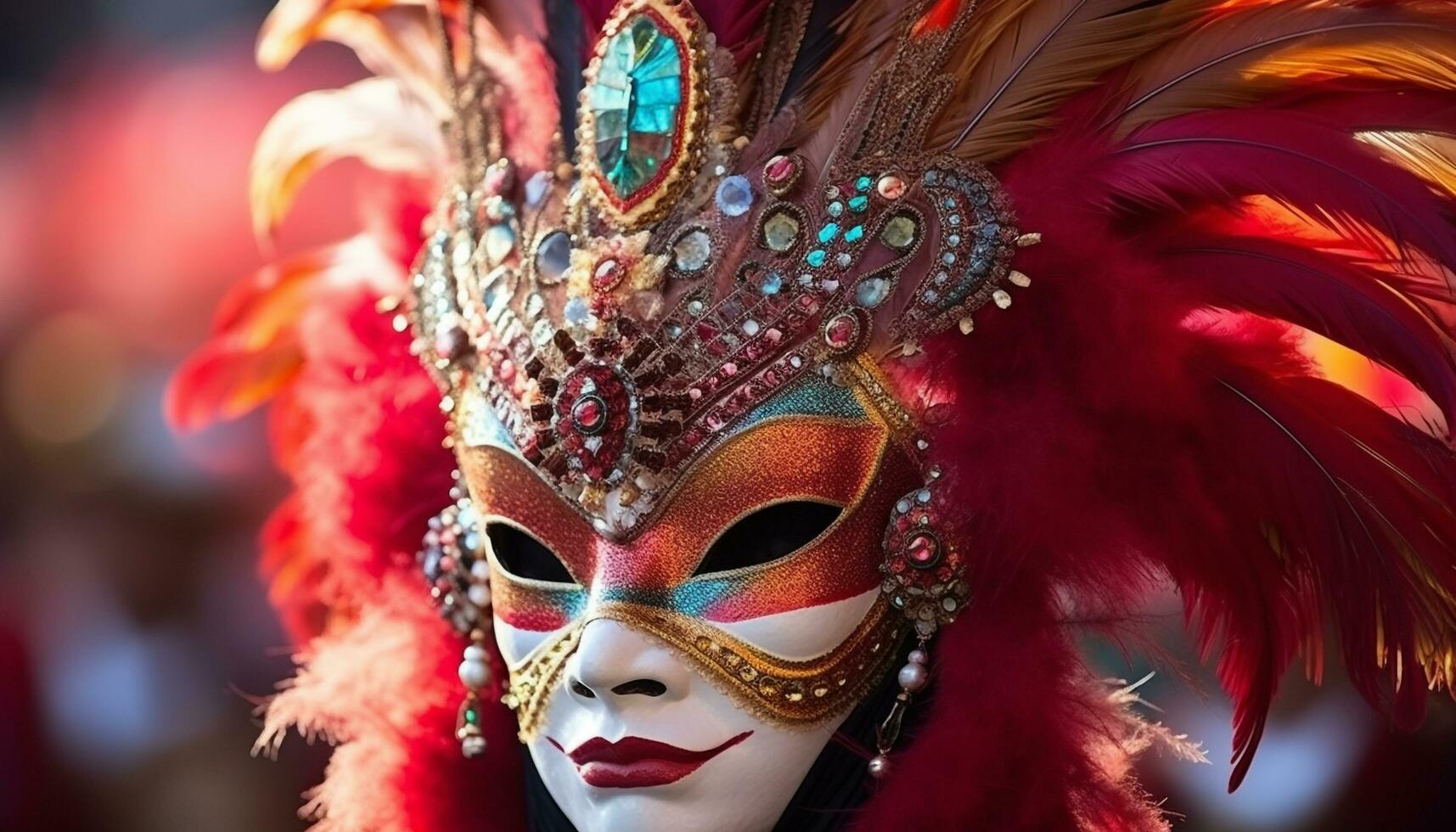 AI generated Colorful masks and costumes bring elegance to celebration generated by AI photo