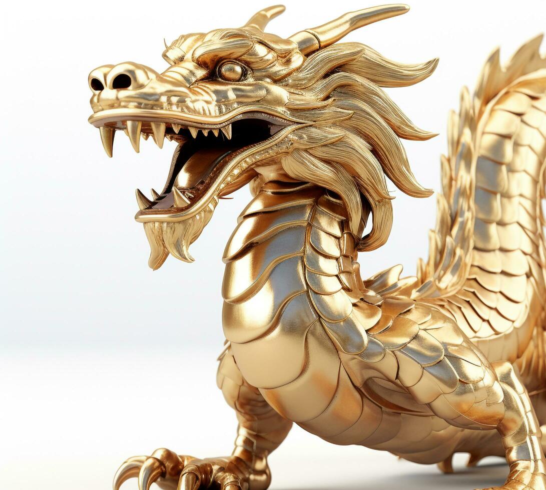 AI generated Furious dragon sculpture symbolizes ancient Chinese culture generated by AI photo