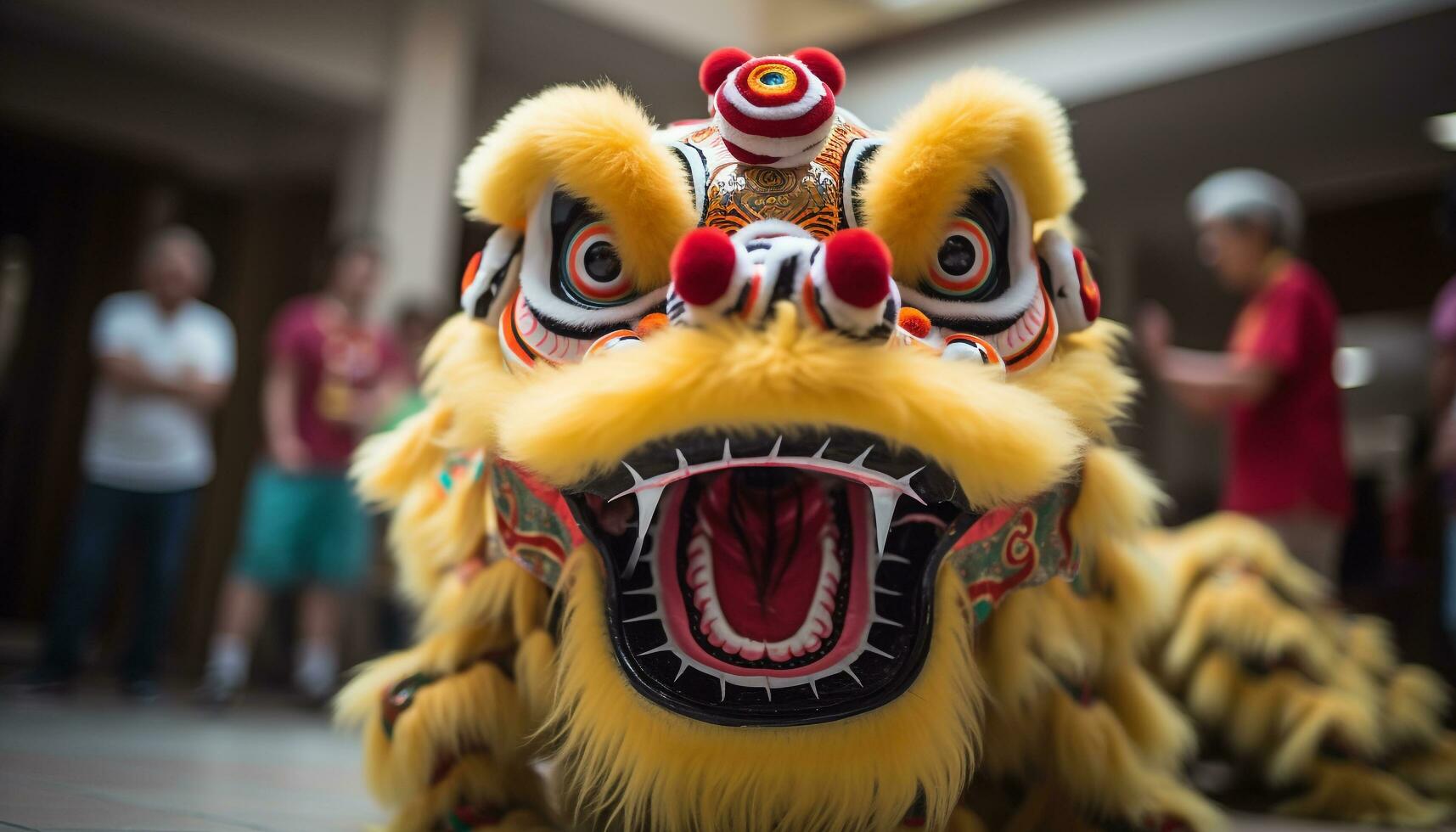 AI generated Colorful dragon dances bring joy to traditional celebrations generated by AI photo