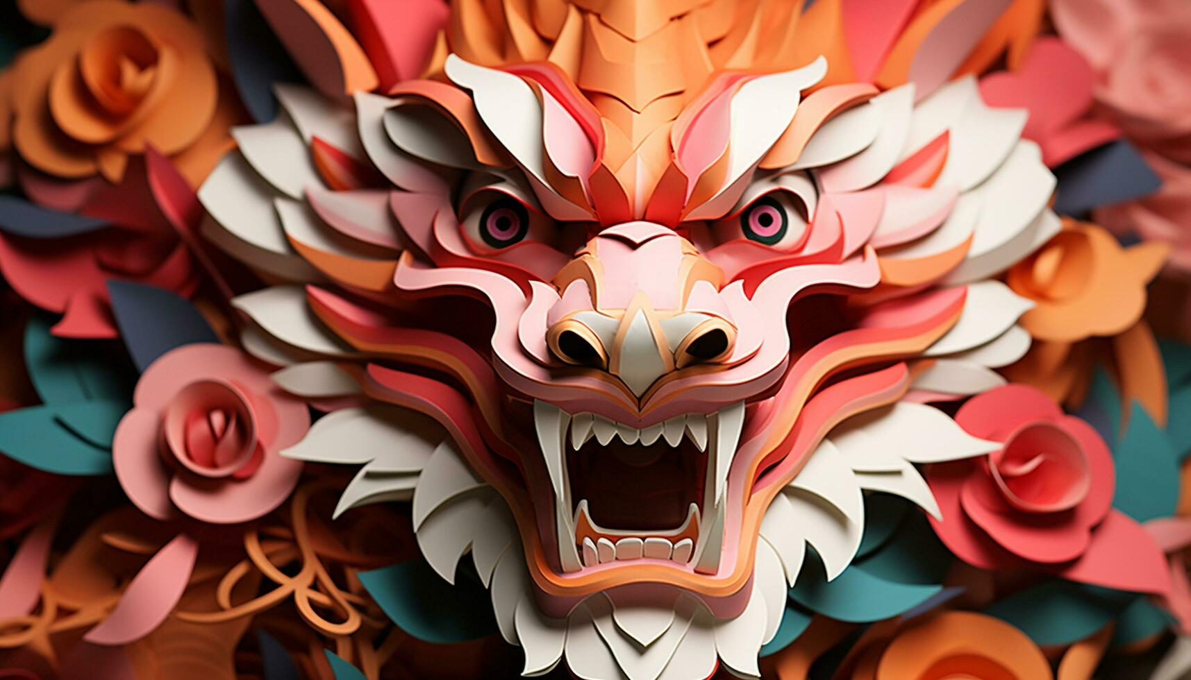 AI generated Furious dragon illustration in colorful abstract cartoon design generated by AI photo