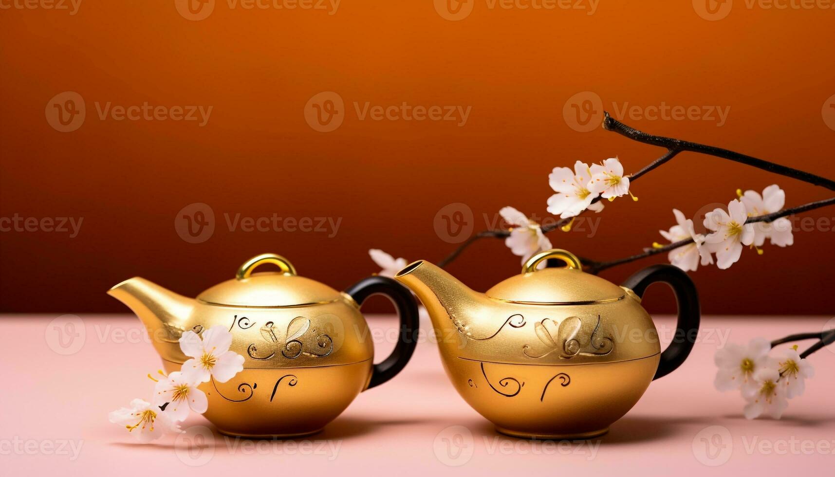 AI generated Teapot, flower, tea, hot drink, cultures, drink, blossom, close up generated by AI photo