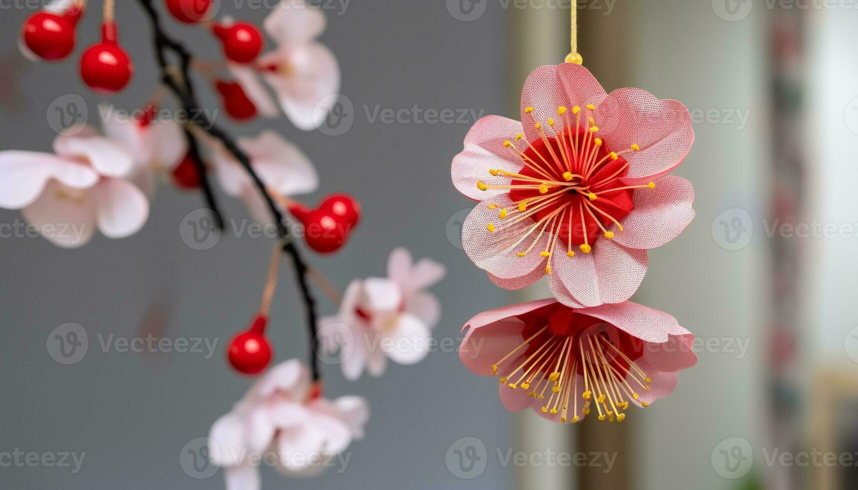 ai generado hermosa Cereza florecer rama vitrinas naturaleza vibrante colores generado por ai foto