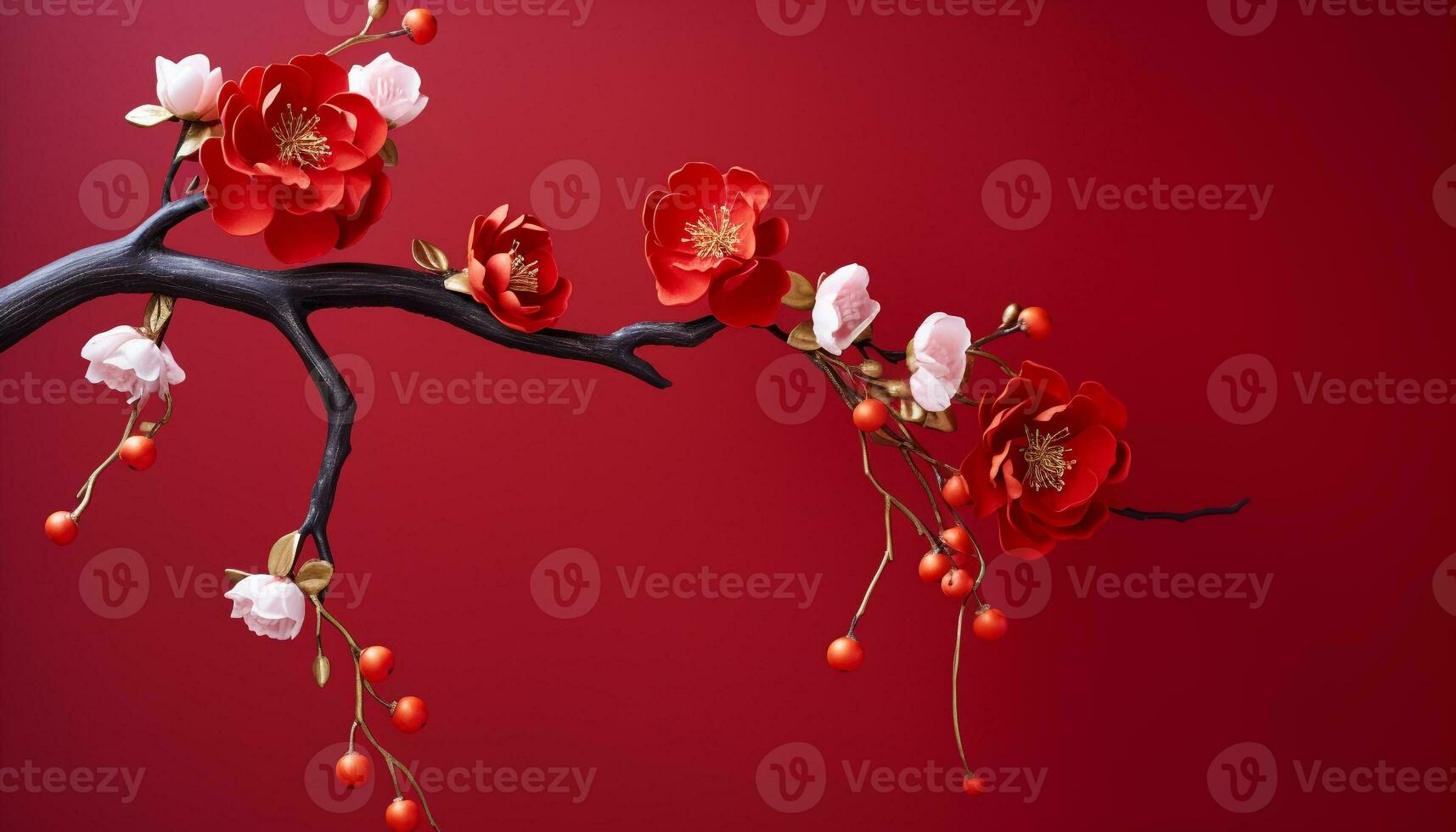 AI generated Flower blossom on branch, nature beautiful decoration generated by AI photo