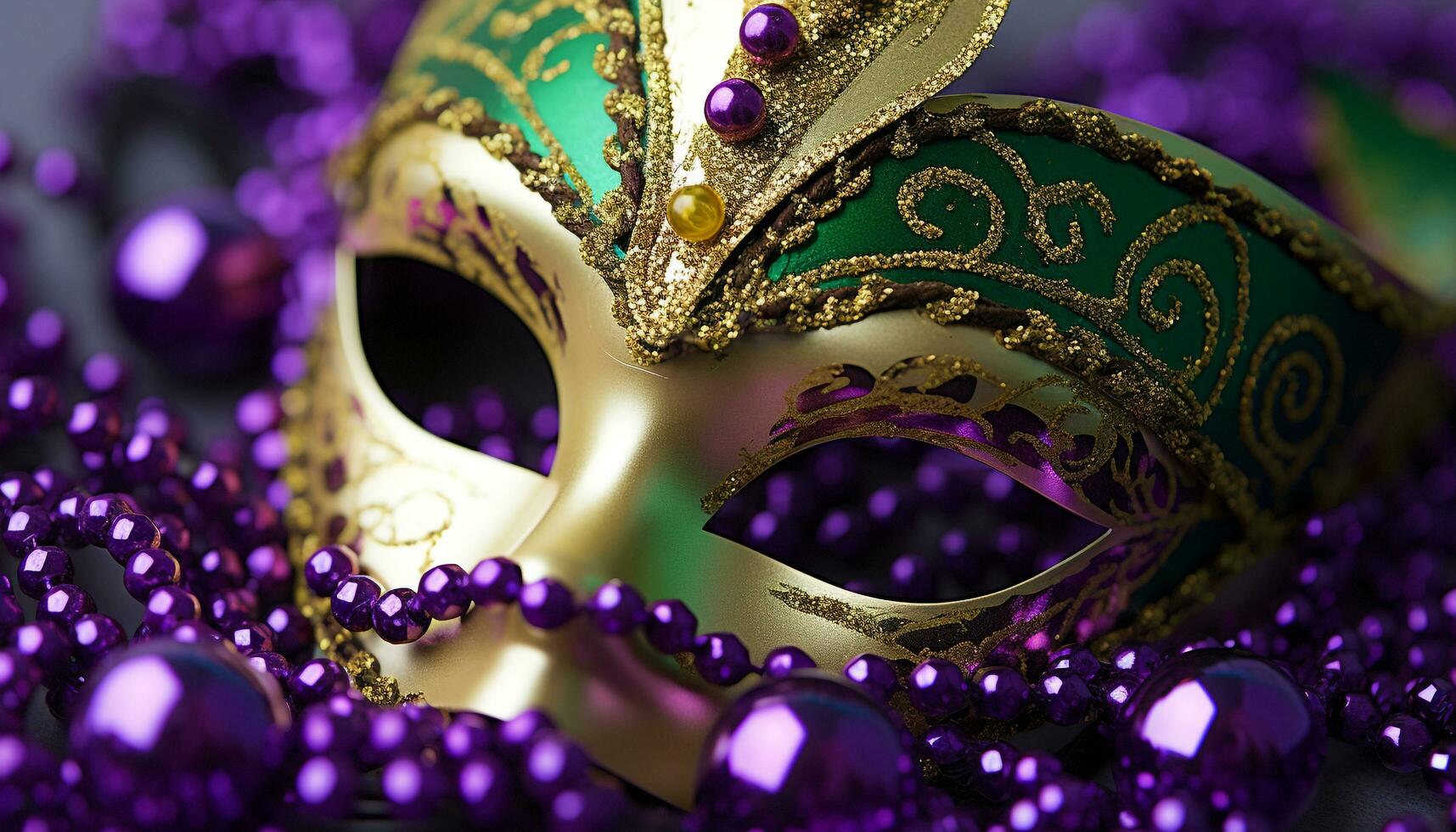 AI generated Purple costume, Mardi Gras celebration, mystery, traveling carnival generated by AI photo
