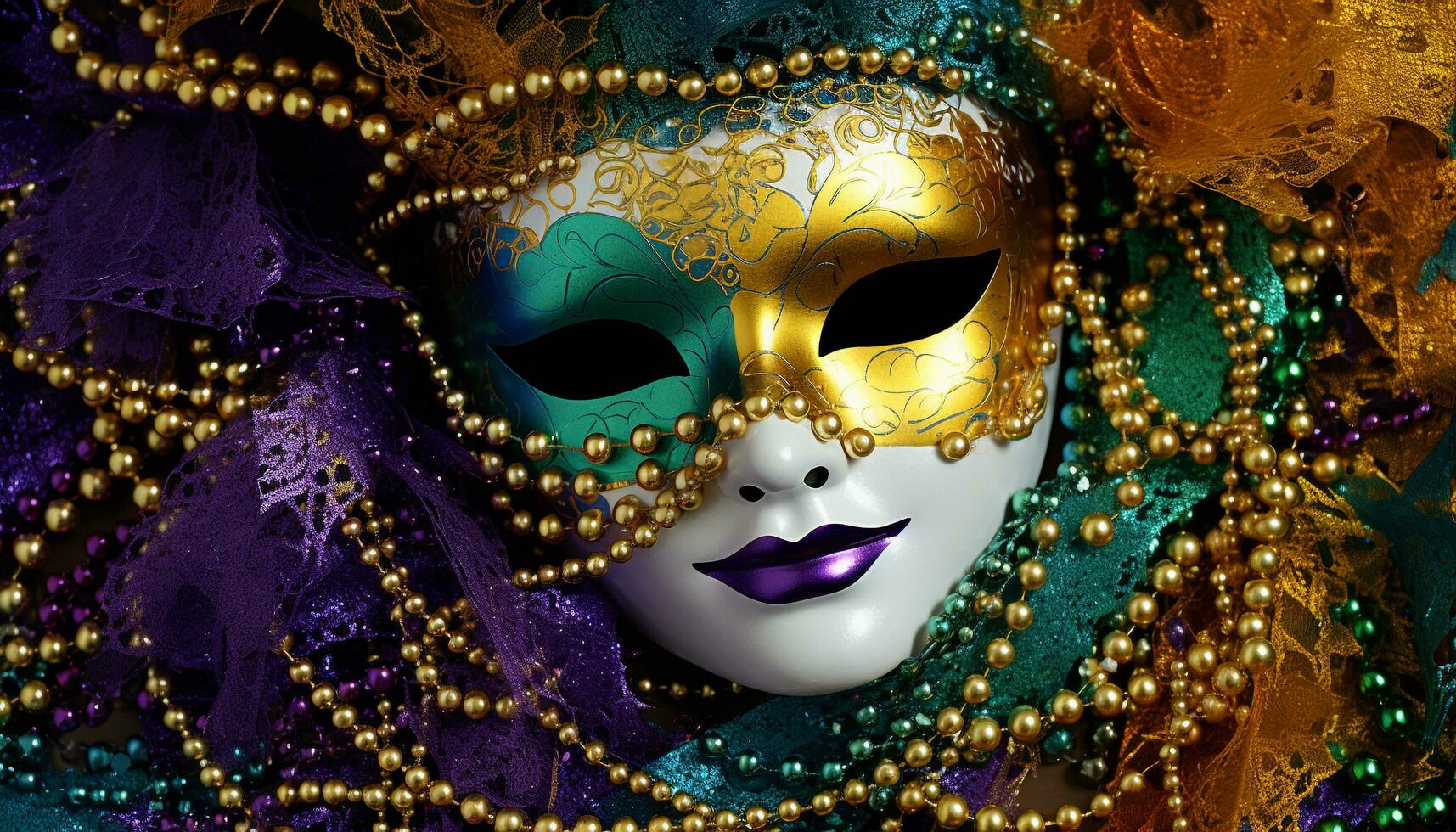 AI generated Mardi Gras mask shines with elegance and mystery generated by AI photo