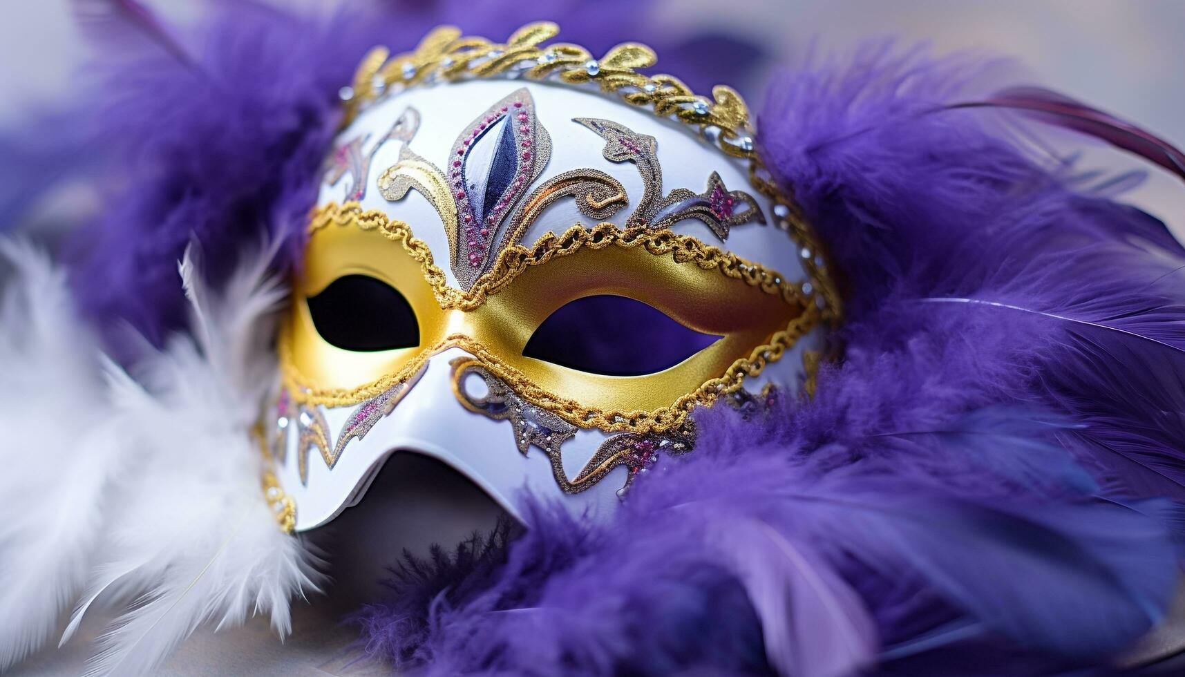 AI generated Feathered mask brings elegance to Mardi Gras celebration generated by AI photo