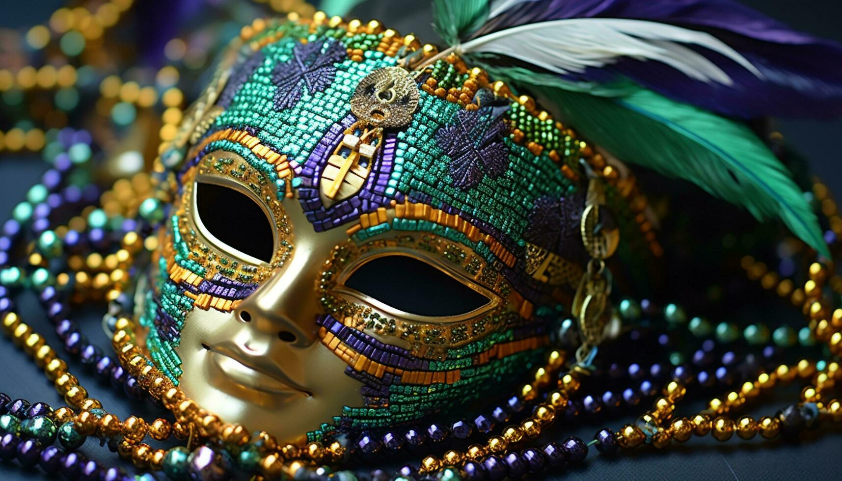 AI generated Colorful mask adds elegance to Mardi Gras celebration generated by AI photo