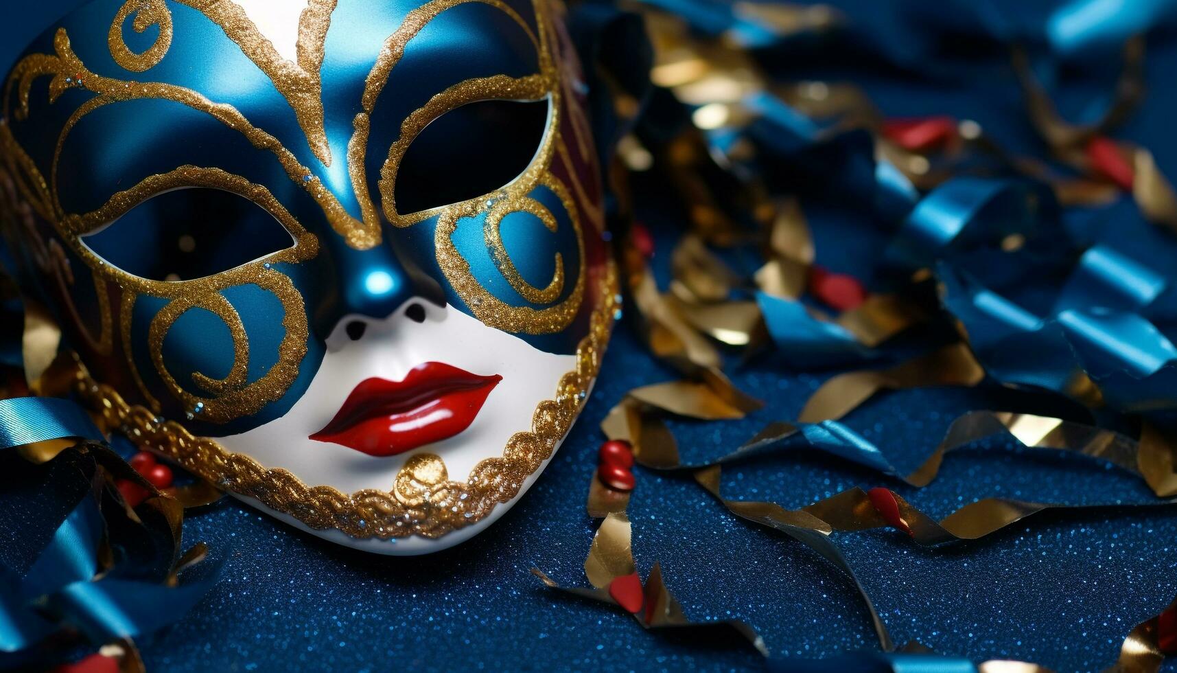 AI generated Masked women in elegant costumes celebrate with confetti generated by AI photo