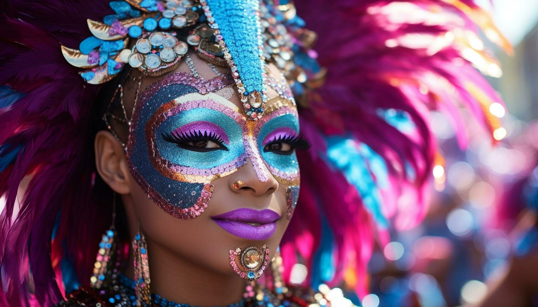 AI generated Young women in traditional clothing dancing at carnival