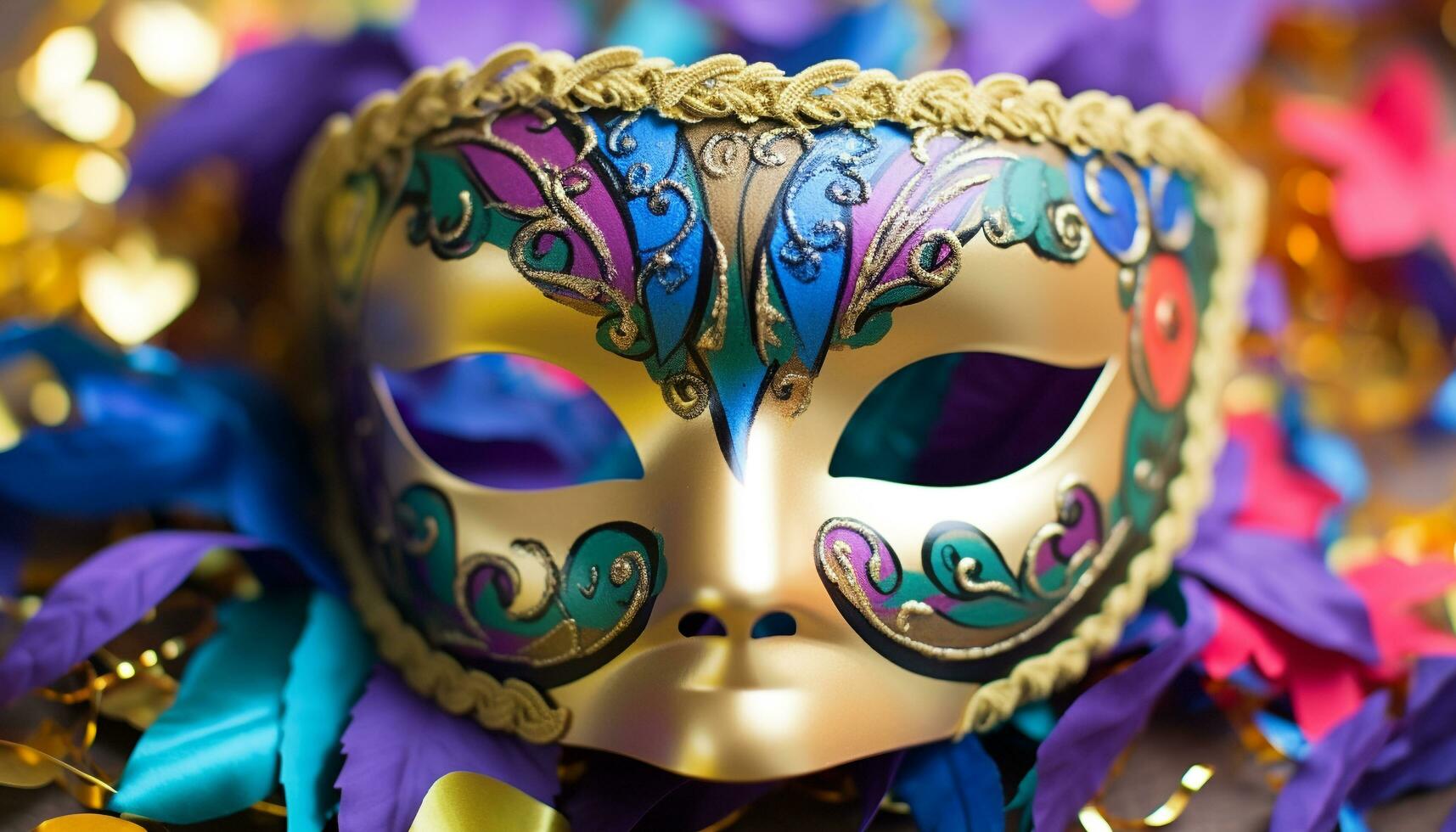 AI generated Colorful masks and costumes bring joy to celebrations generated by AI photo