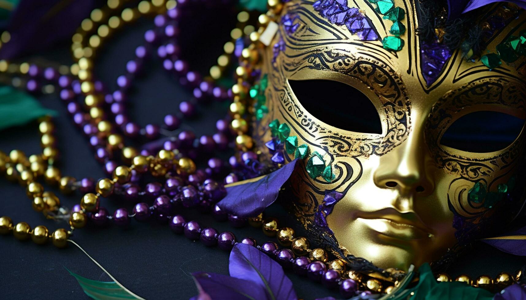 AI generated Mardi Gras mask shines with elegance and mystery generated by AI photo