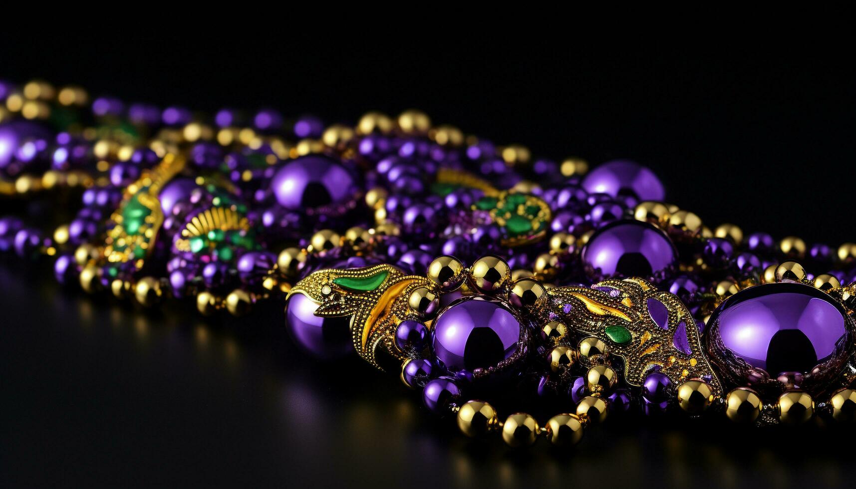 AI generated Shiny gold jewelry, decoration, purple gemstone necklace generated by AI photo