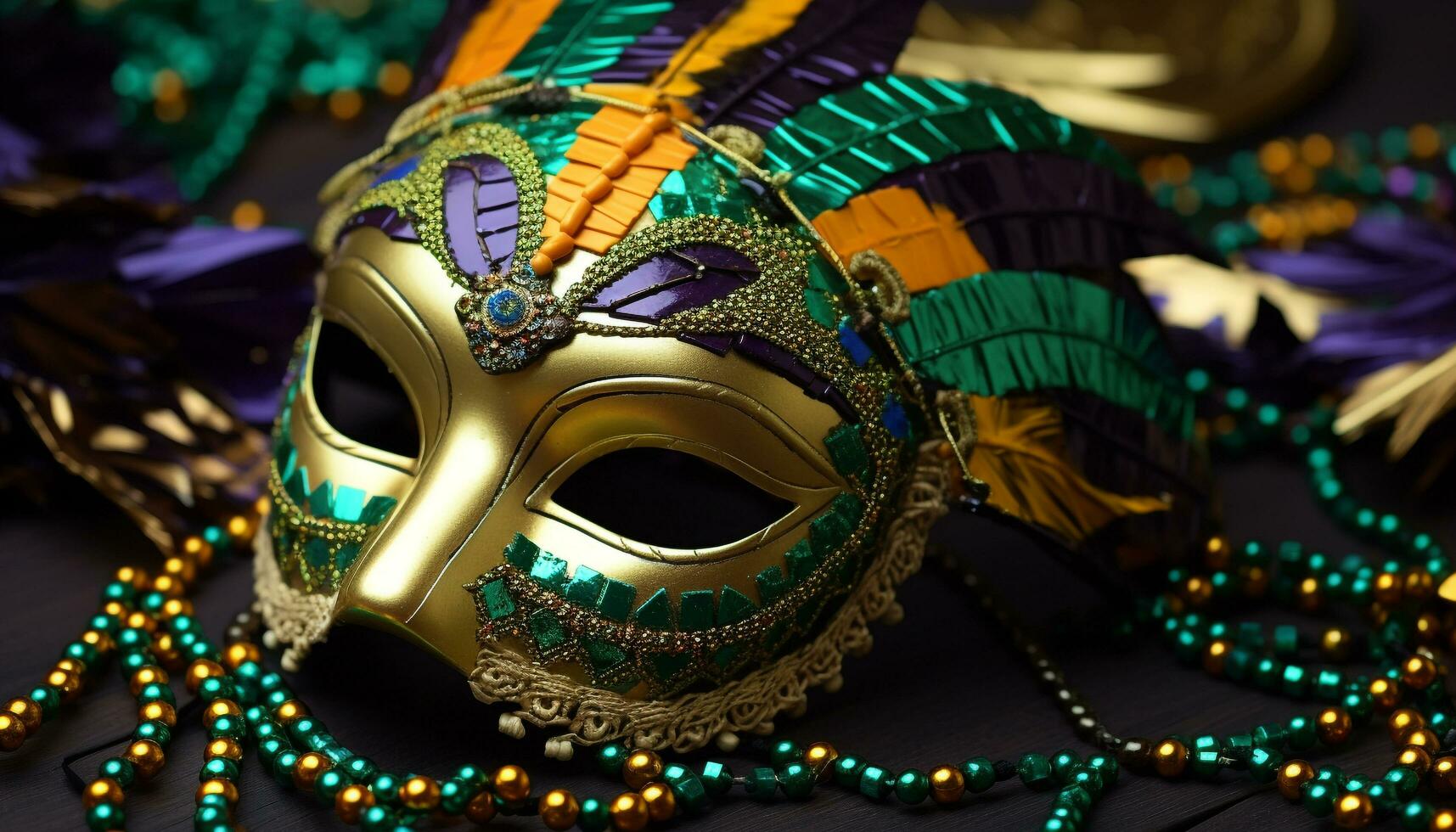 AI generated Mardi Gras celebration, mask, costume, parade, party, tradition generated by AI photo