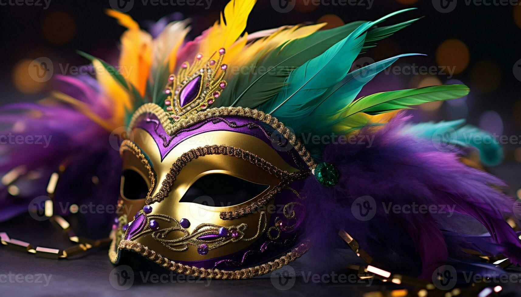 AI generated Shiny gold mask adds elegance to celebration generated by AI photo