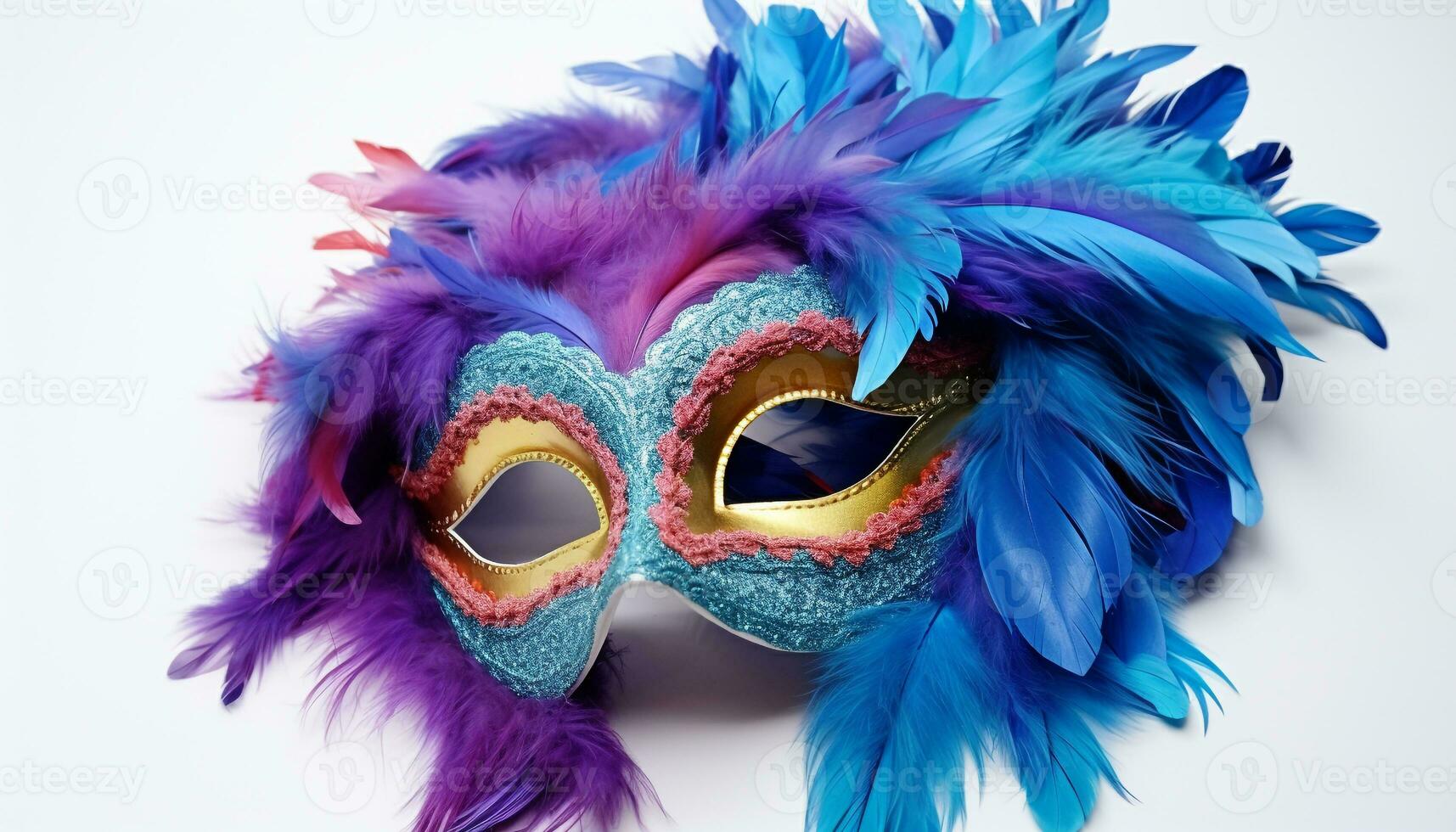 AI generated Feathered mask, costume, elegance, mystery, Mardi Gras generated by AI photo