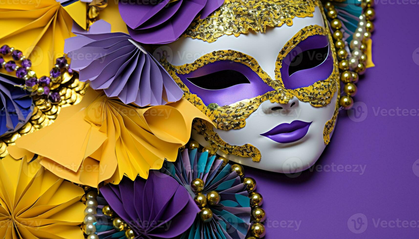 AI generated Abstract costume design adds elegance to Mardi Gras generated by AI photo