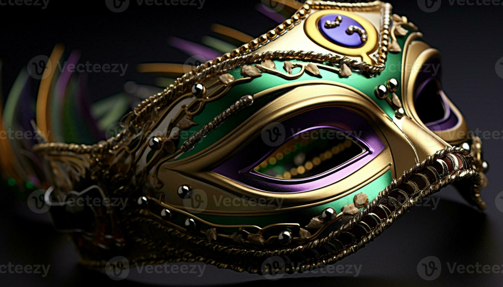 AI generated Gold mask, costume, celebration, luxury, shiny, ornate, elegance generated by AI photo