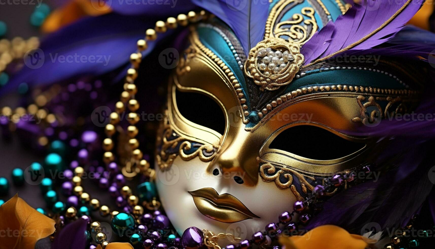 AI generated Mardi Gras mask shines with elegance and mystery generated by AI photo