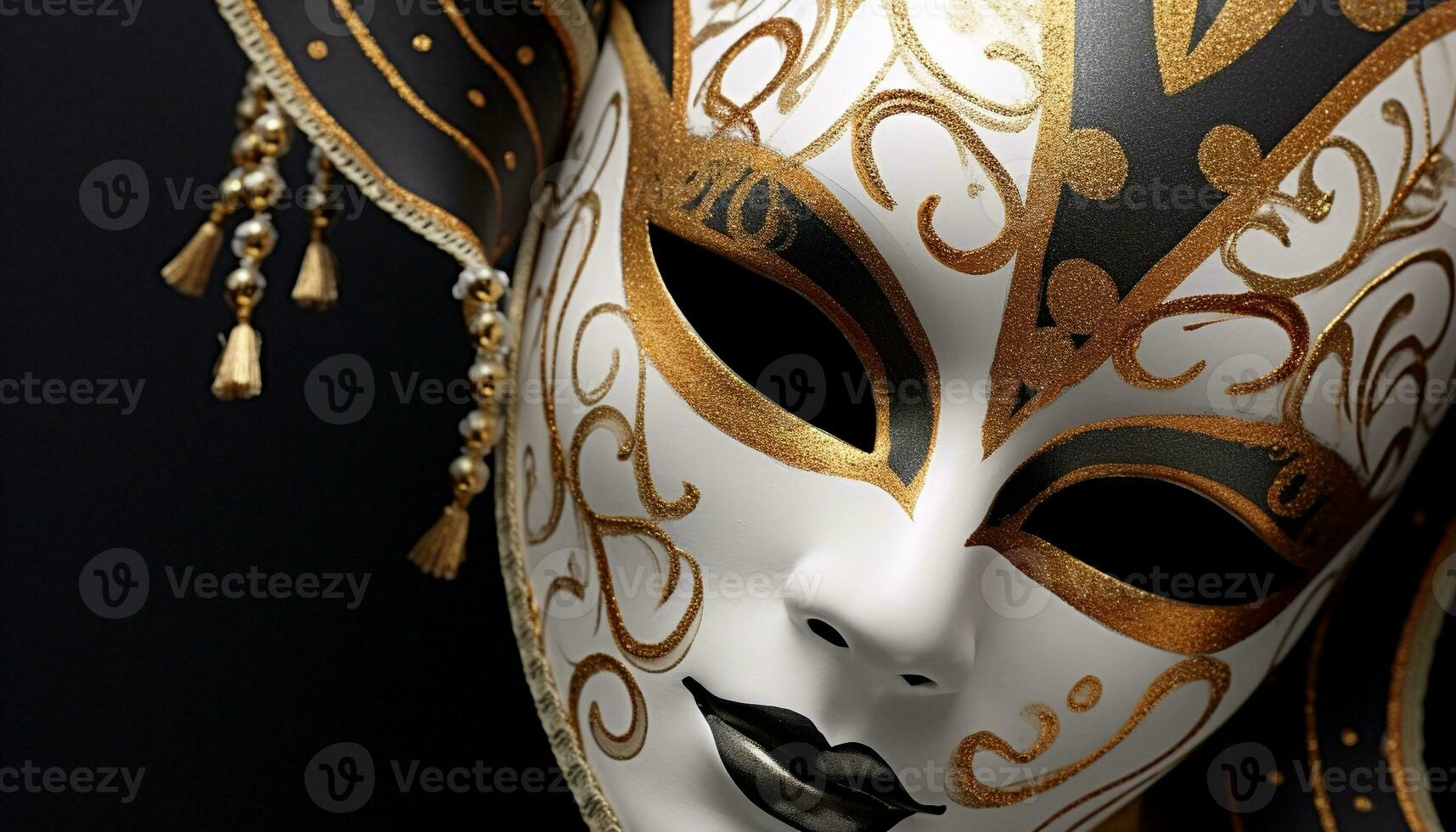 AI generated Gold colored mask adds elegance to costume generated by AI photo