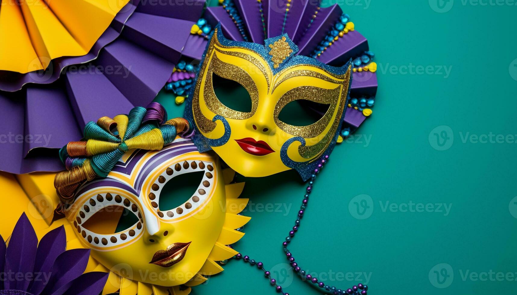 AI generated Mardi Gras celebration, masks, costumes, and mystery generated by AI photo