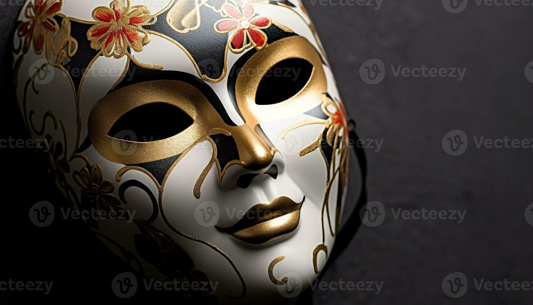 AI generated Masked beauty in gold, elegance and mystery generated by AI photo
