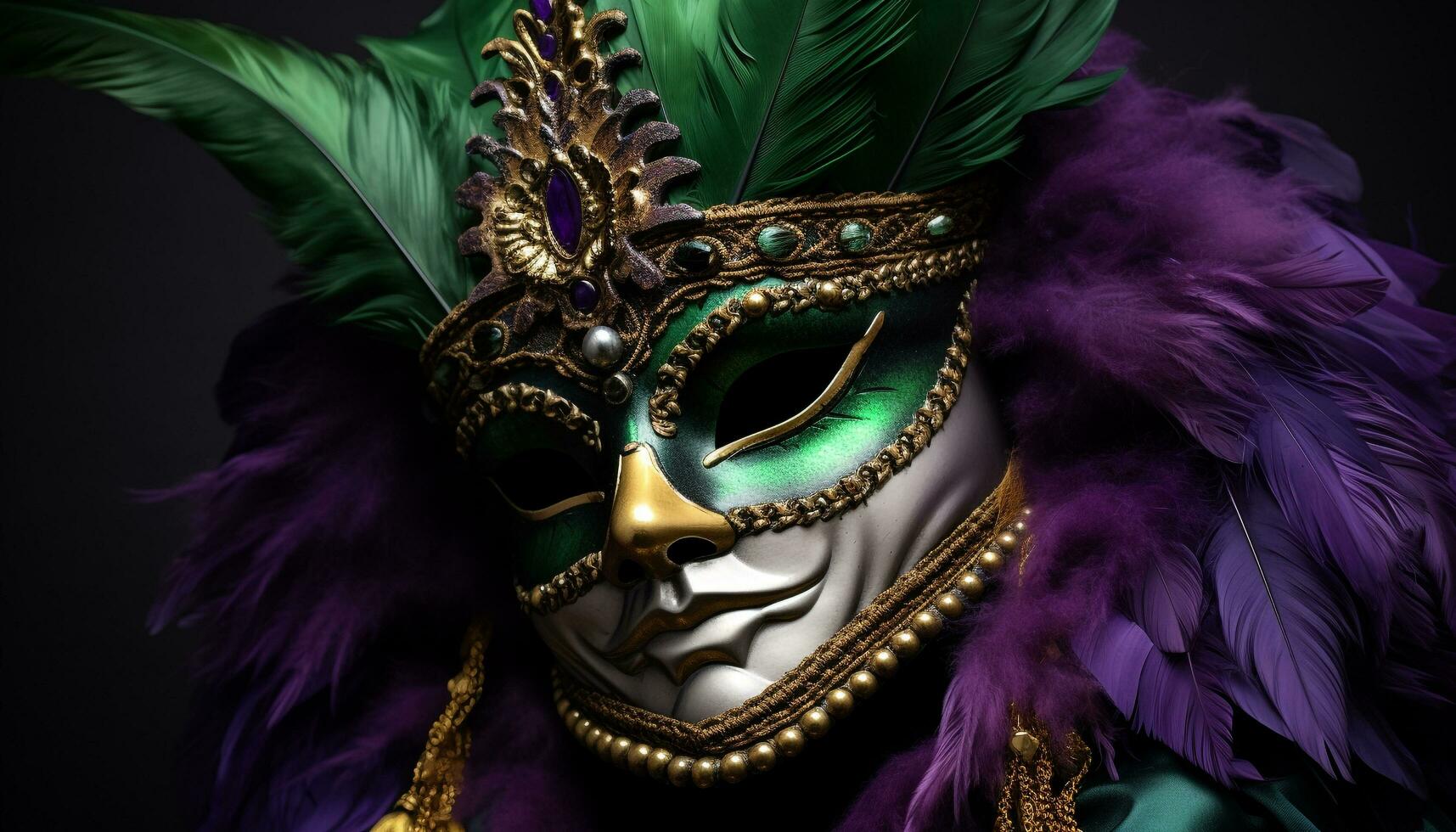 AI generated Mardi Gras celebration, mask, costume, elegance, glamour, party generated by AI photo