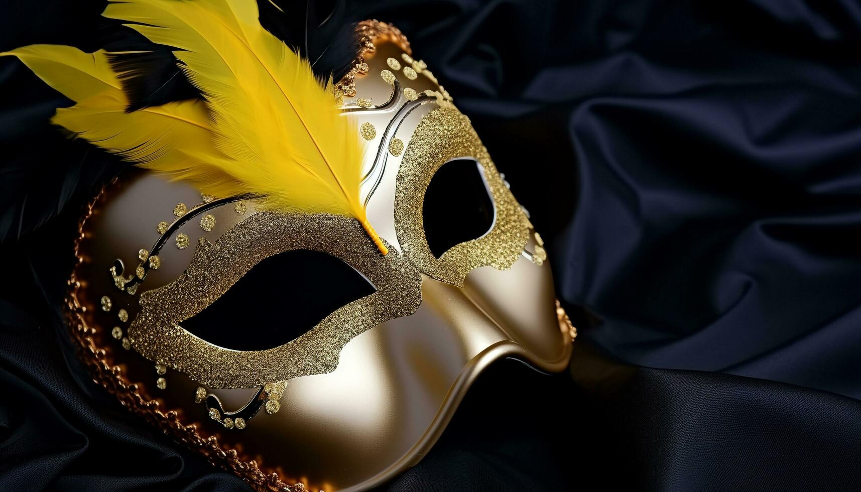 AI generated Golden costume mask adds elegance to the celebration generated by AI photo