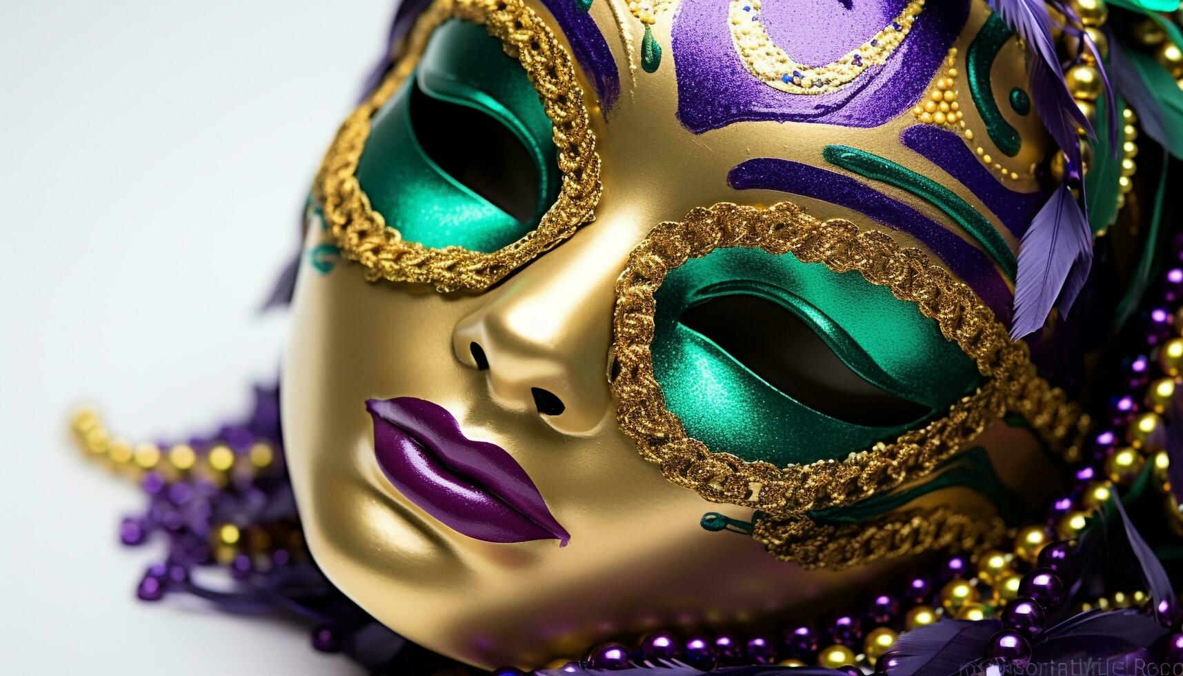 AI generated Women in elegant costumes wear ornate masquerade masks generated by AI photo