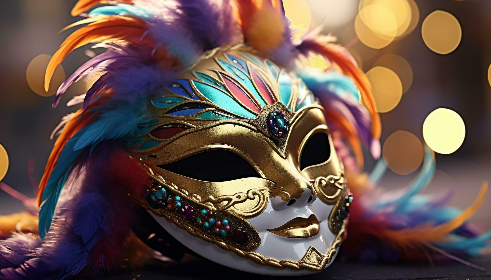 AI generated Colorful mask adds elegance to traditional carnival celebration generated by AI photo