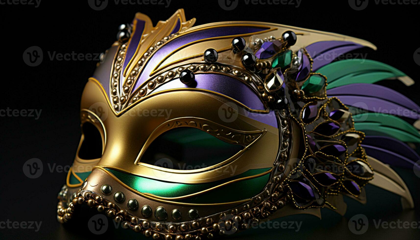 AI generated Shiny gold costume mask, elegance and glamour generated by AI photo