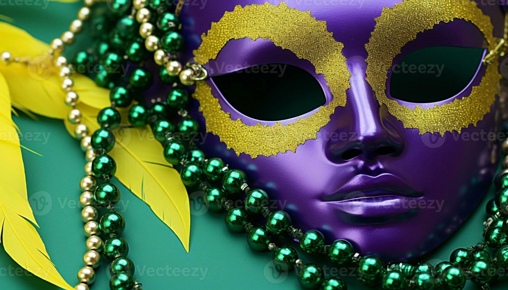 AI generated Masked beauty shines at Mardi Gras celebration generated by AI photo