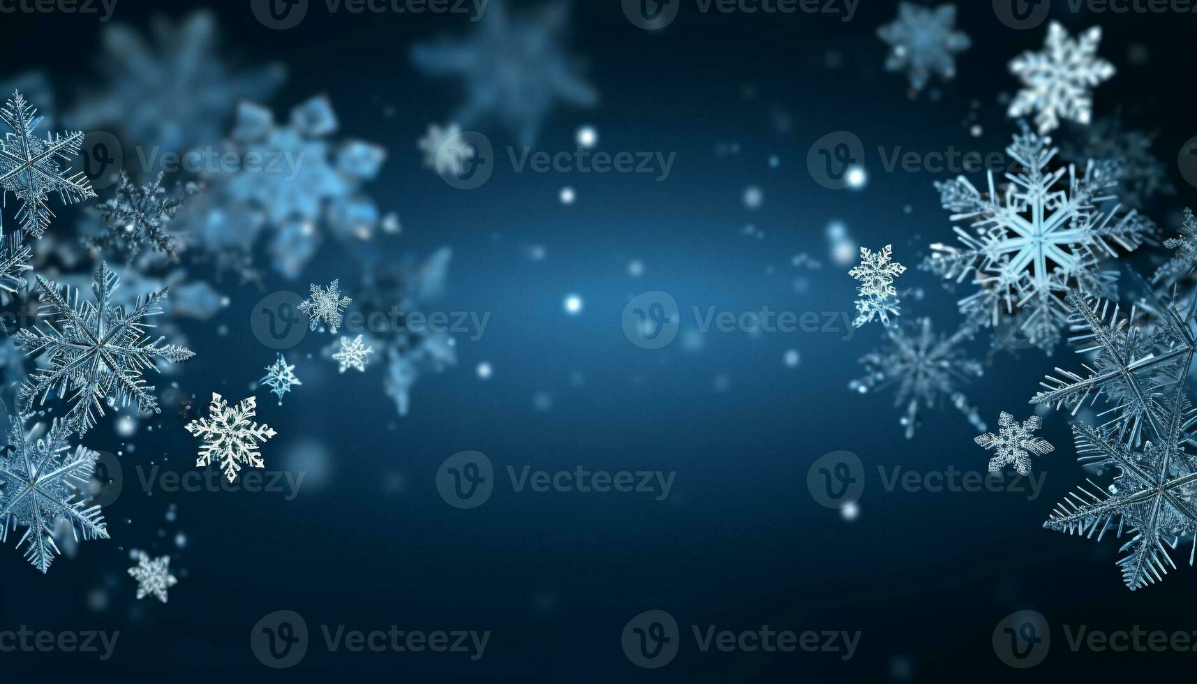 AI generated Winter snowflake decoration on blue background, abstract design generated by AI photo