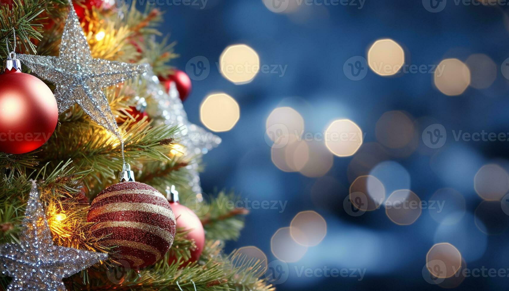 AI generated Glowing Christmas tree ornament shines in the night generated by AI photo