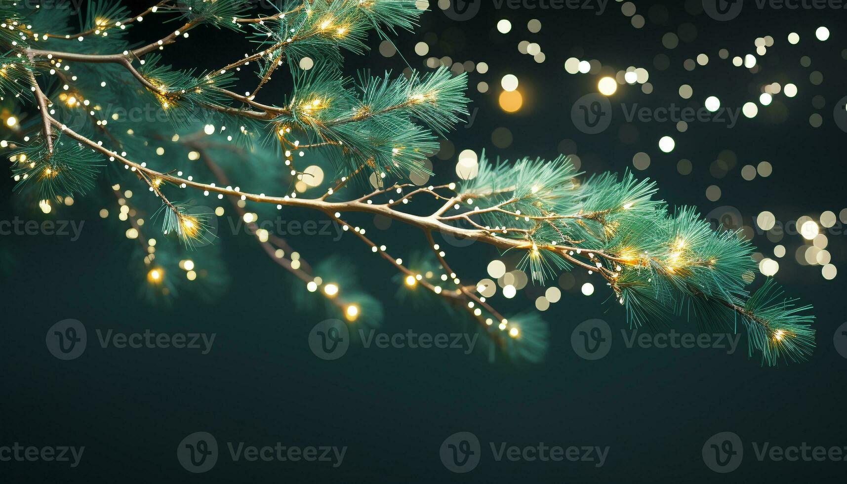 AI generated Shiny tree illuminated with bright Christmas lights generated by AI photo