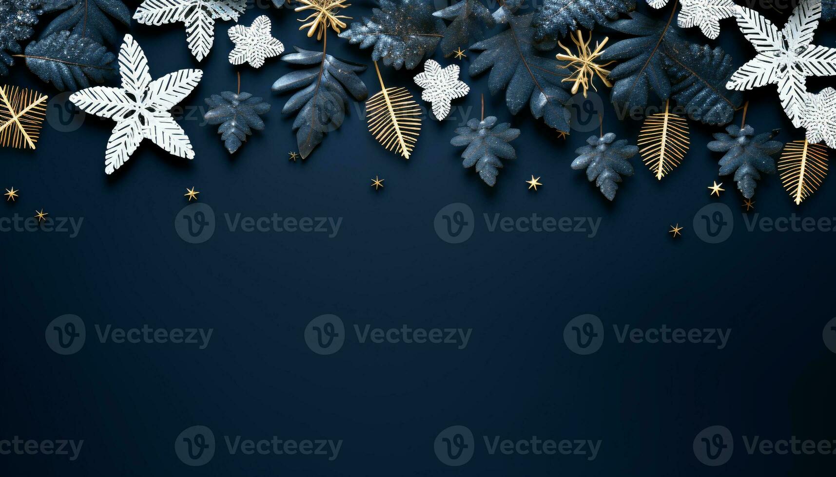 AI generated Winter celebration, snowflake ornament on blue background generated by AI photo