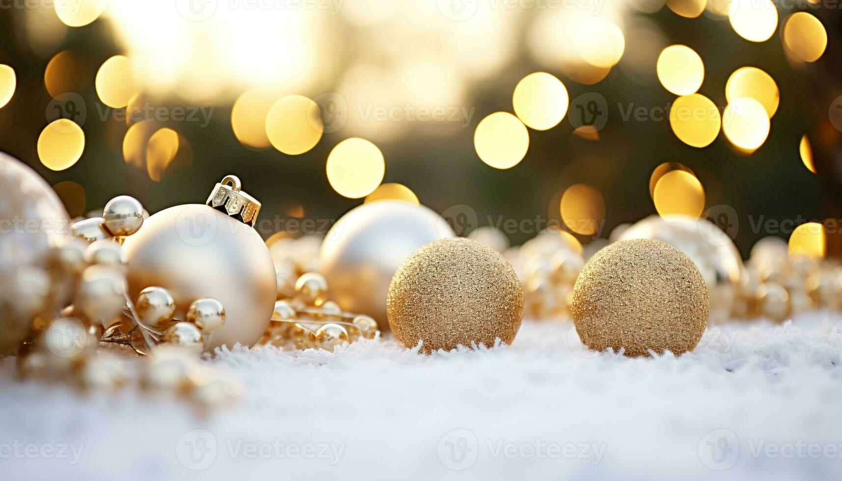 AI generated Snowflake glowing on gold ornament, winter celebration generated by AI photo