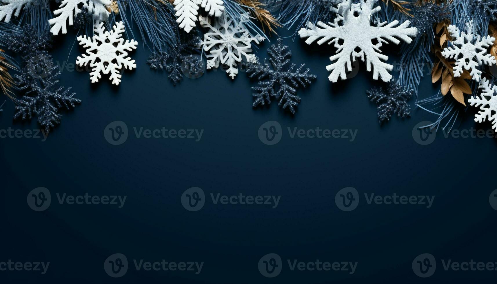 AI generated Winter celebration, snowflake decoration on blue background generated by AI photo