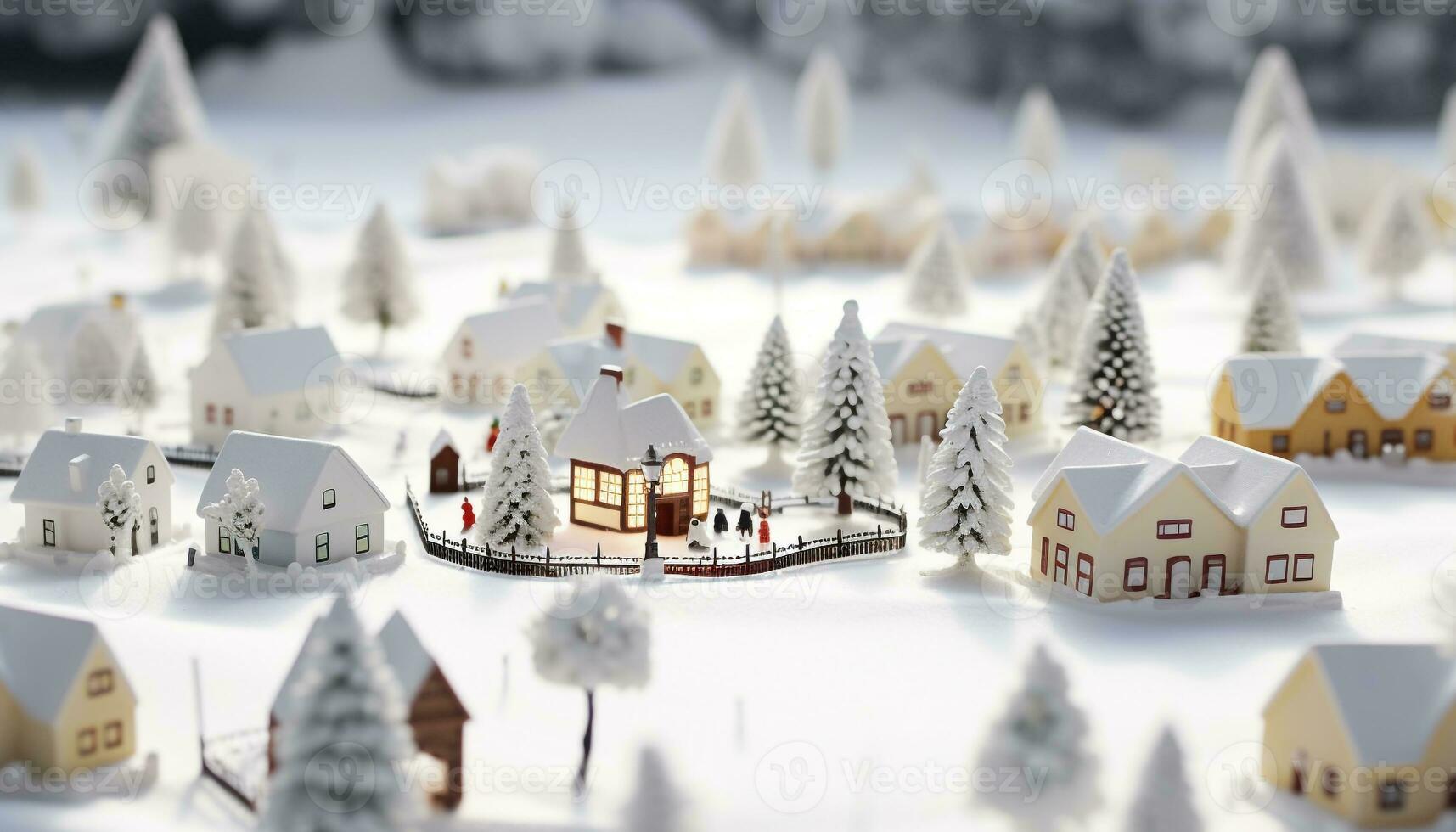 ai generado copo de nieve, árbol, invierno, celebracion, nevando, cabaña, pan de jengibre casa generado por ai foto