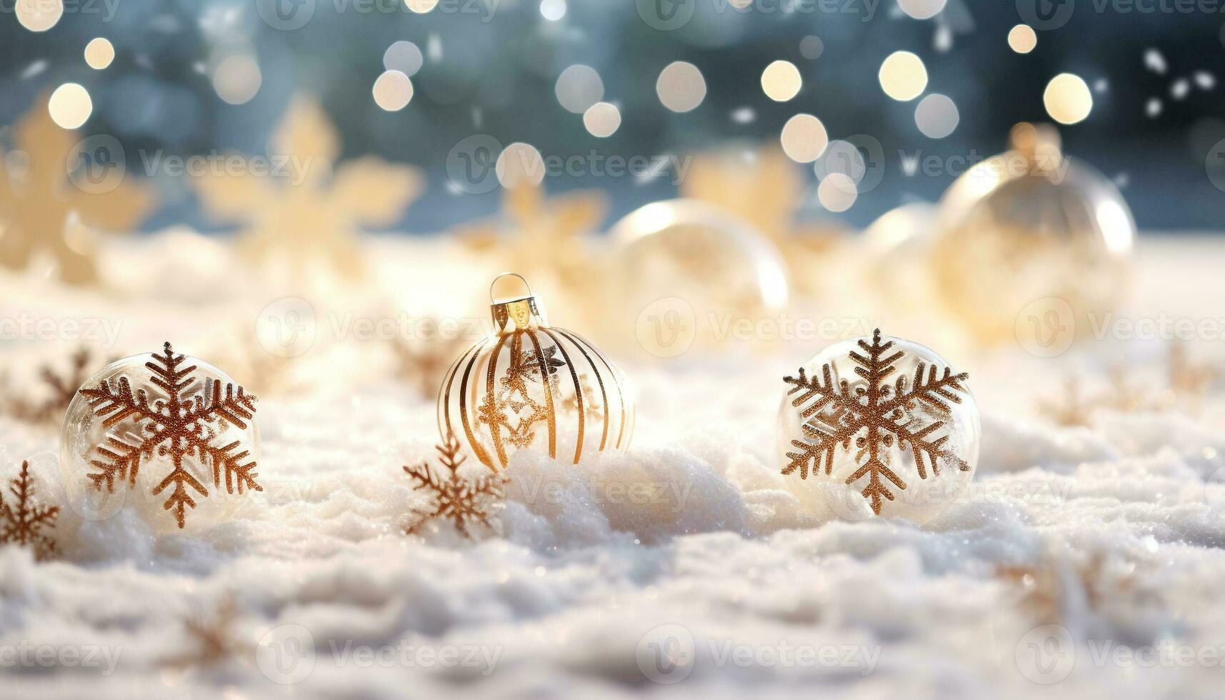 AI generated Snowflake decoration glowing in the winter night sky generated by AI photo