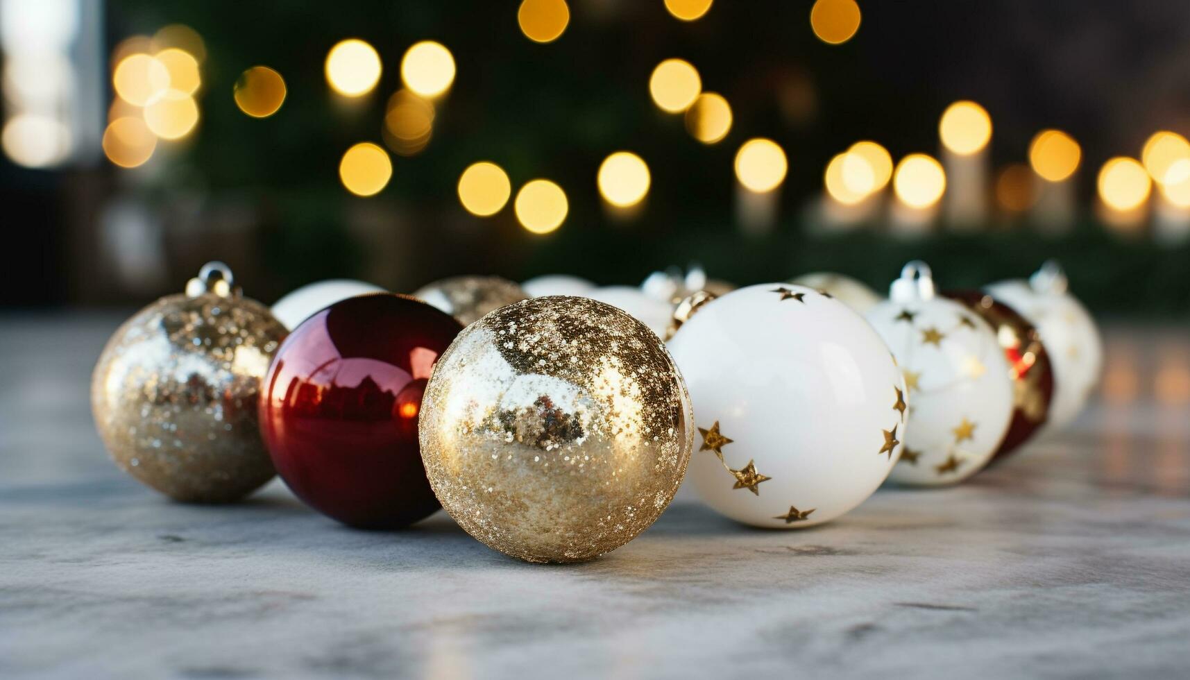 AI generated Shiny Christmas ornament glowing on dark winter night generated by AI photo