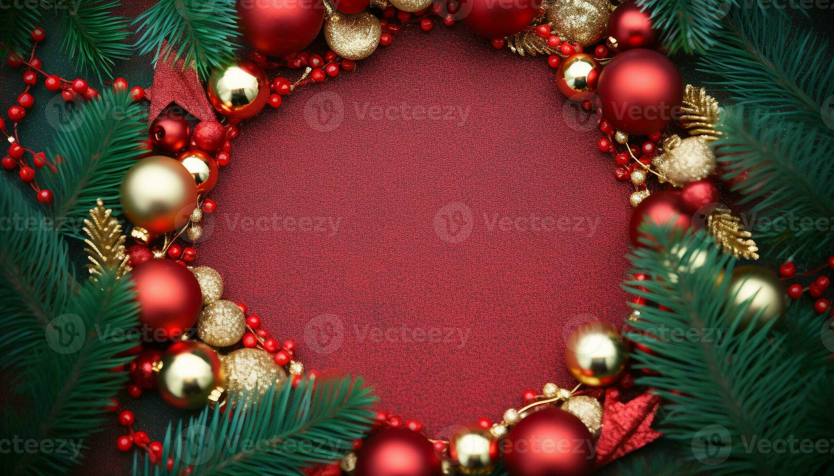 AI generated Christmas ornament hanging on a gold tree branch generated by AI photo