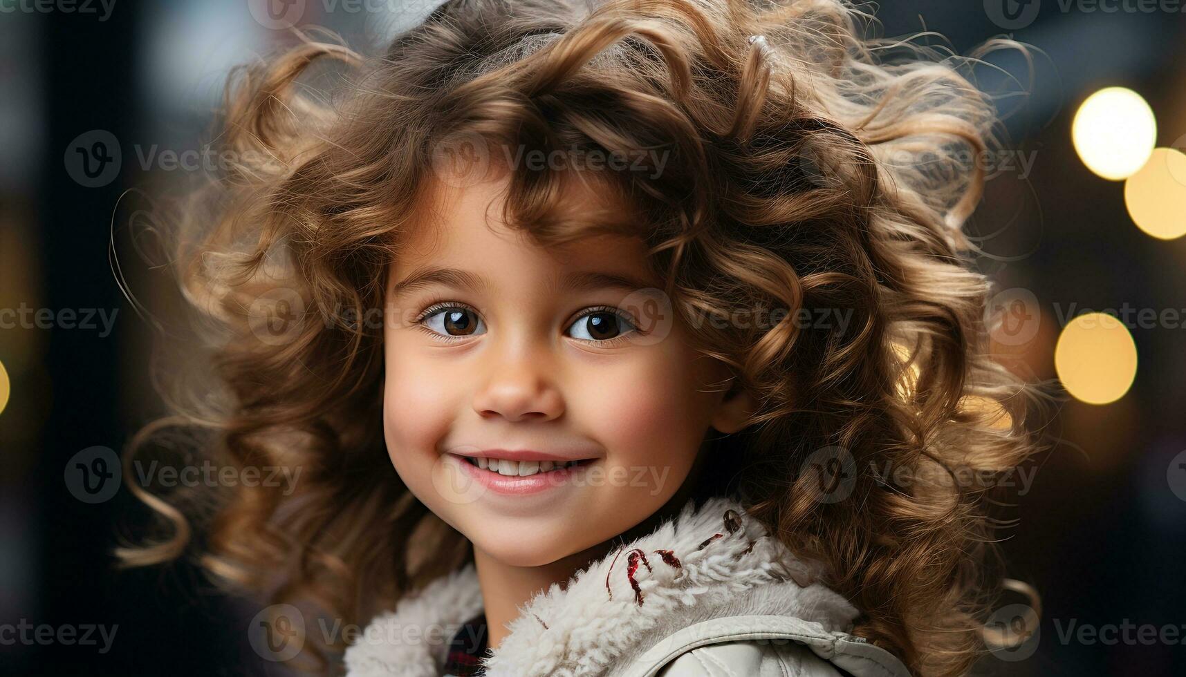AI generated Smiling cute child, cheerful happiness, portrait of joy generated by AI photo