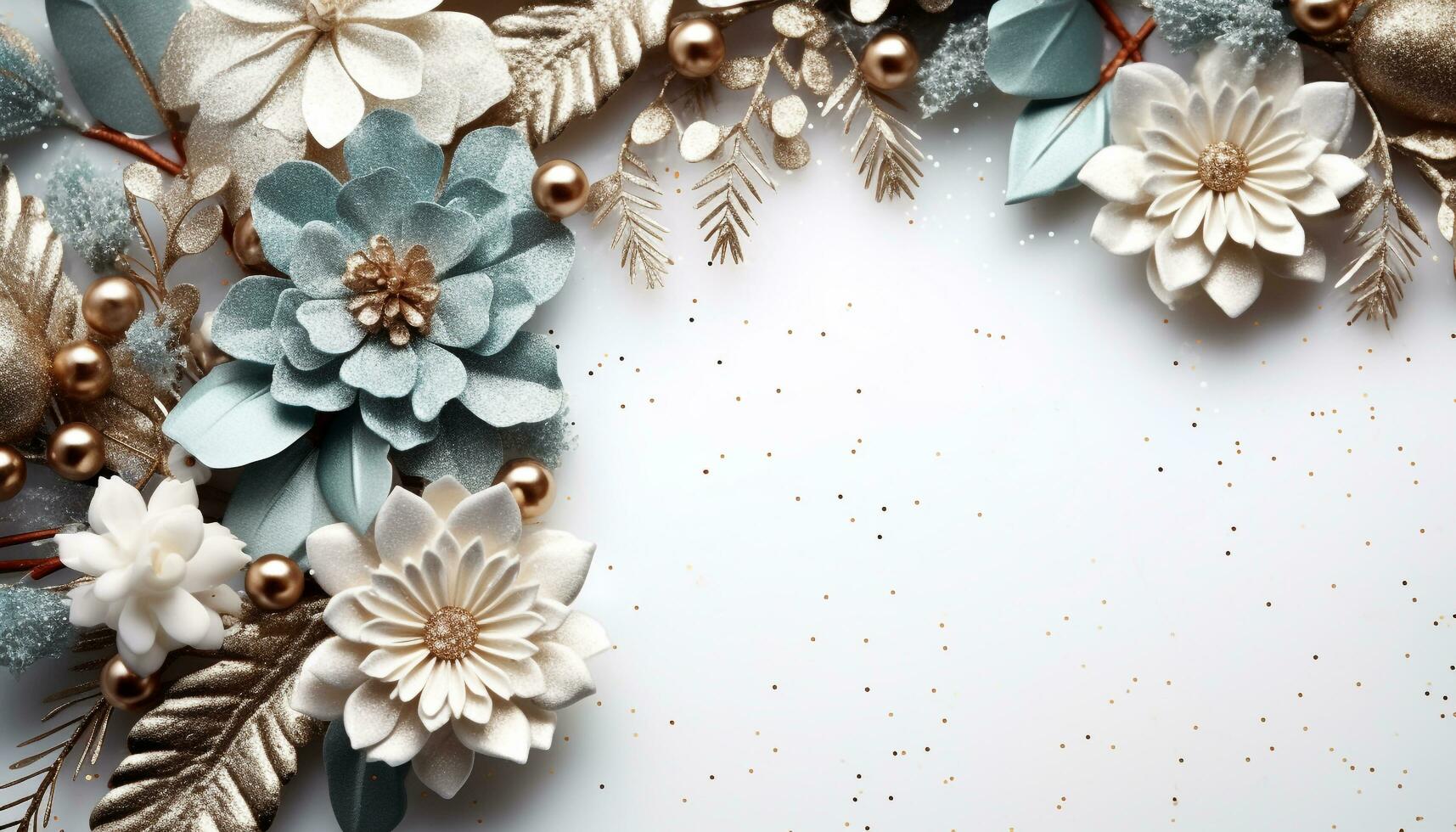 AI generated Winter celebration, snowflake ornament on a wooden branch generated by AI photo